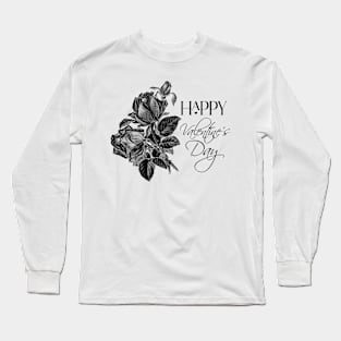 Valentine with Black Rose Flowers Bouquet Long Sleeve T-Shirt